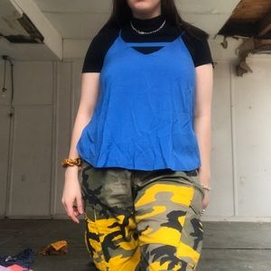Blue tank top with cut out